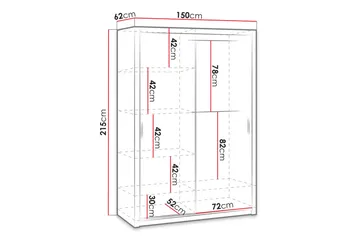 Julissa Garderobe 150 cm med Speil - Hvit - Oppbevaring - Garderober & garderobesystem