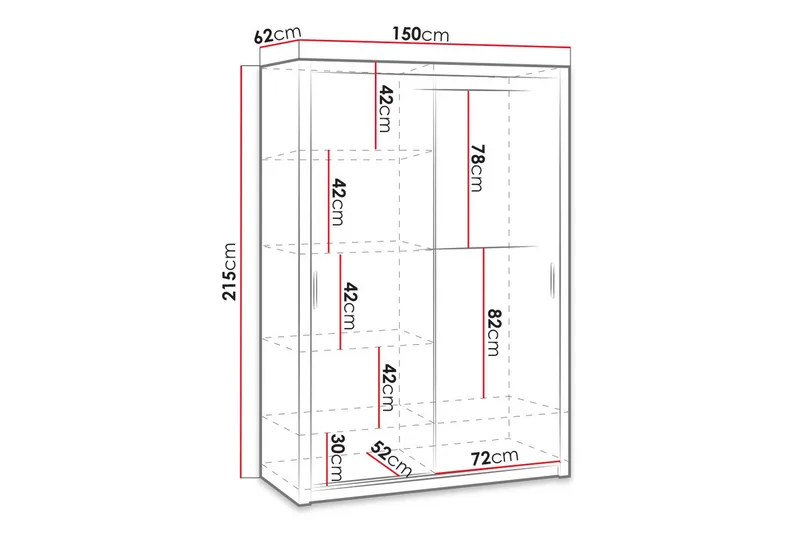 Julissa Garderobe 150 cm med Speil - Hvit - Oppbevaring - Garderober & garderobesystem