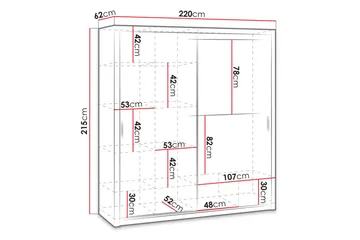 Julissa Garderobe 220 cm med Speil - Natur - Oppbevaring - Garderober & garderobesystem