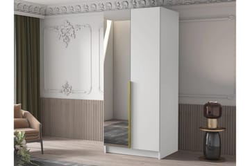 Julissa Garderobe med Speil 100 cm - Hvit/Gull - Oppbevaring - Garderober & garderobesystem