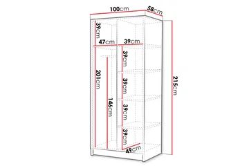 Julissa Garderobe med Speil 100 cm - Kashmir/Svart - Oppbevaring - Garderober & garderobesystem