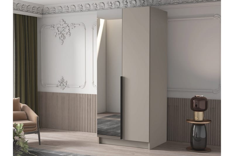 Julissa Garderobe med Speil 100 cm - Kashmir/Svart - Oppbevaring - Garderober & garderobesystem