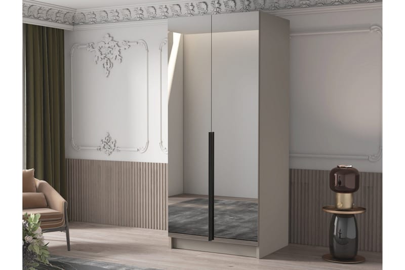 Julissa Garderobe med Speil 100 cm - Kashmir/Svart - Oppbevaring - Garderober & garderobesystem