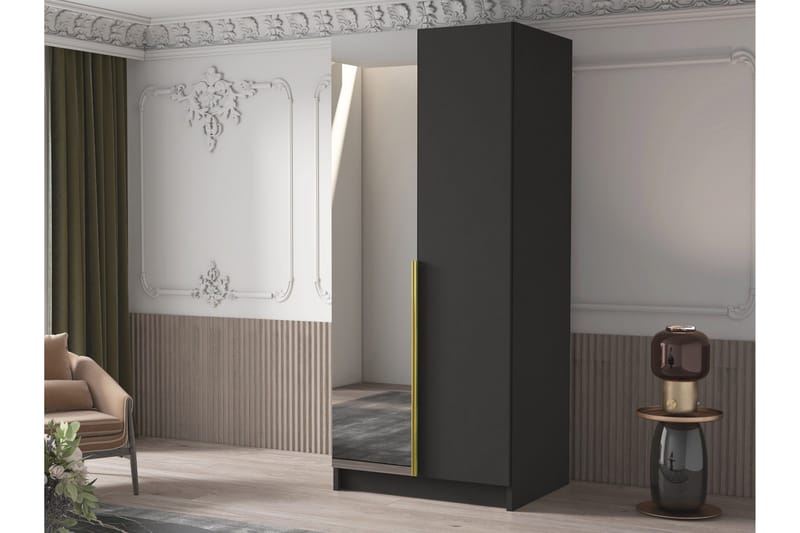 Julissa Garderobe med Speil 100 cm - Svart/Gull - Oppbevaring - Garderober & garderobesystem