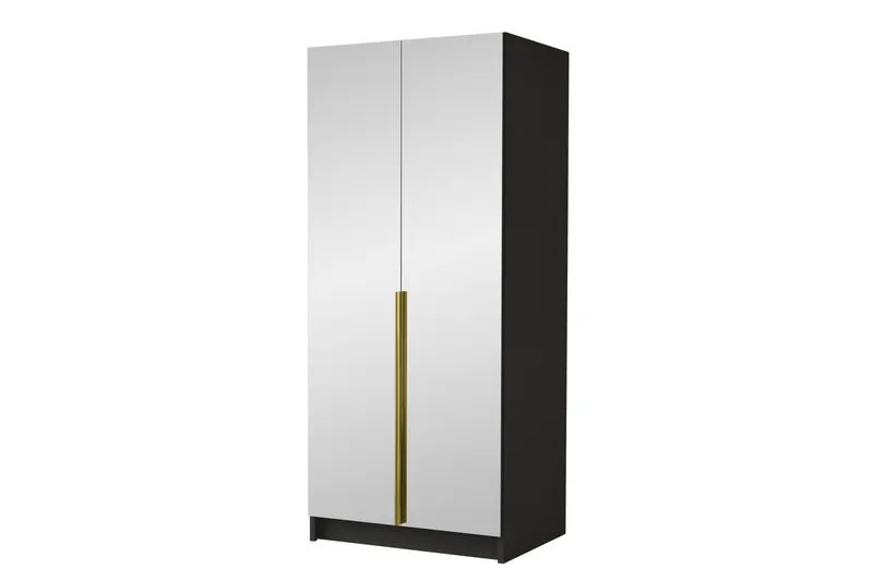 Julissa Garderobe med Speil 100 cm, Svart/Gull