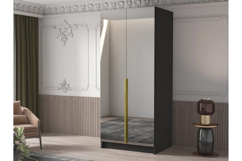 Julissa Garderobe med Speil 100 cm - Svart/Gull - Oppbevaring - Garderober & garderobesystem