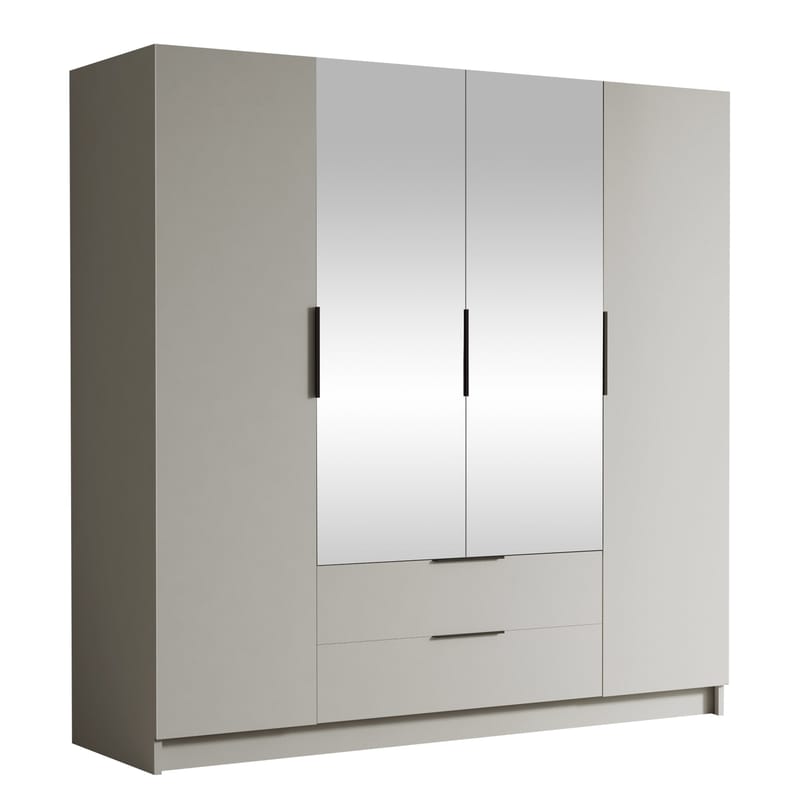 Kelros Garderobeskapeskap med speil 200x216 cm, Beige