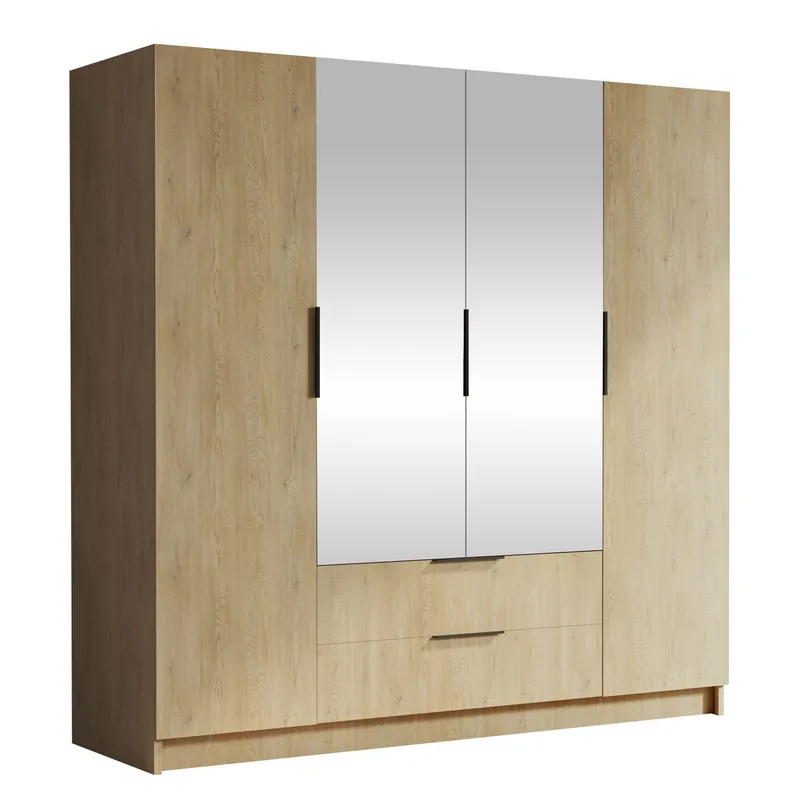 Kelros Garderobeskapeskap med speil 200x216 cm, Brun