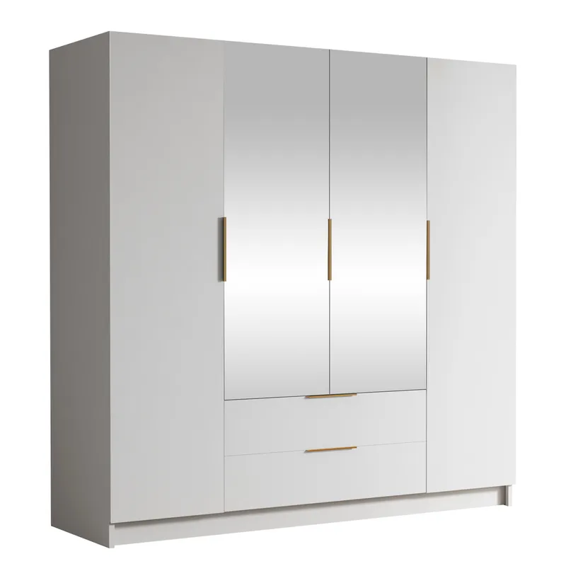 Kelros Garderobeskapeskap med speil 200x216 cm, Hvit