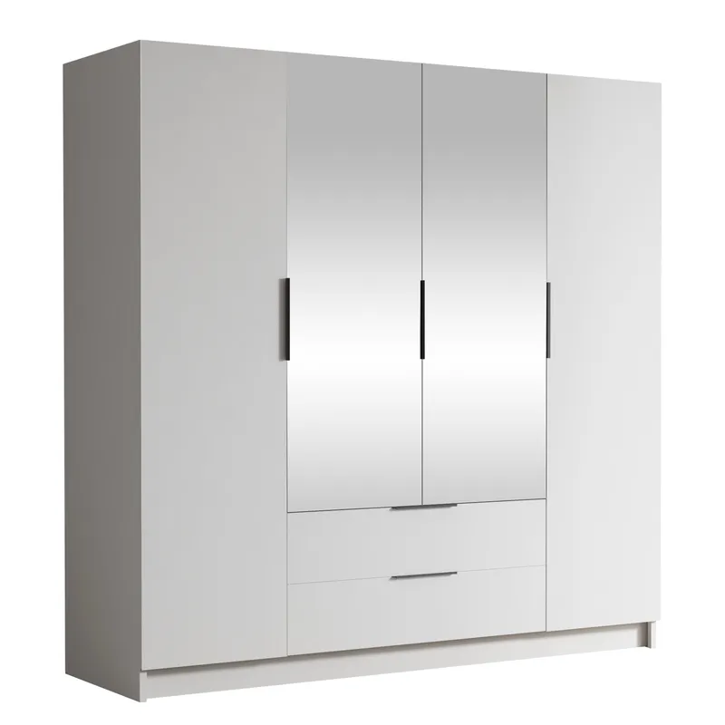 Kelros Garderobeskapeskap med speil 200x216 cm, Hvit