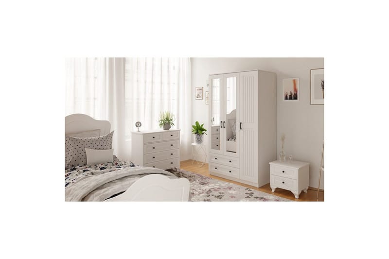 Kesra Garderobesskåp 105x184 cm - Matt Hvit - Oppbevaring - Garderober & garderobesystem