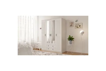 Kesra Garderobesskåp 140x184 cm - Matt Hvit - Oppbevaring - Garderober & garderobesystem