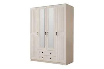 Kesra Garderobesskåp 140x184 cm - Matt Hvit - Oppbevaring - Garderober & garderobesystem