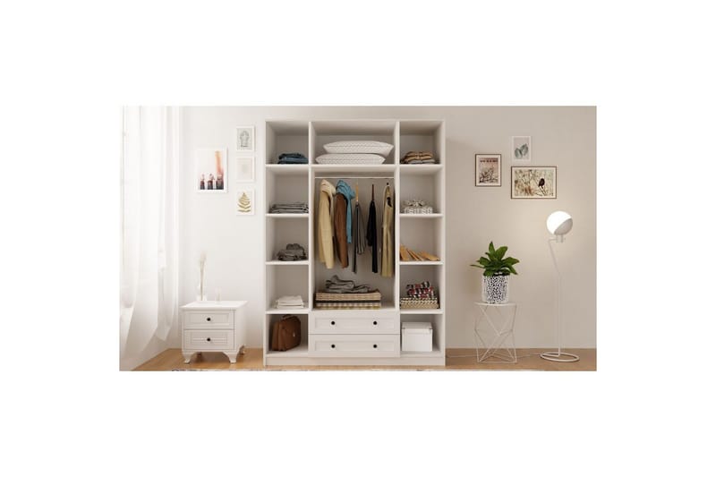 Kesra Garderobesskåp 140x184 cm - Matt Hvit - Oppbevaring - Garderober & garderobesystem