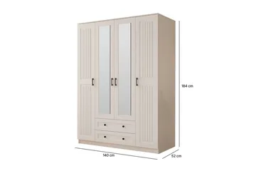 Kesra Garderobesskåp 140x184 cm - Matt Hvit - Oppbevaring - Garderober & garderobesystem