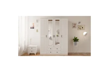 Kesra Garderobesskåp 140x184 cm - Matt Hvit - Oppbevaring - Garderober & garderobesystem