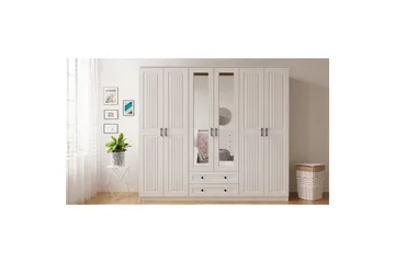 Kesra Garderobesskåp 210x184 cm - Matt Hvit - Oppbevaring - Garderober & garderobesystem