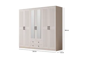 Kesra Garderobesskåp 210x184 cm - Matt Hvit - Oppbevaring - Garderober & garderobesystem
