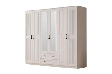 Kesra Garderobesskåp 210x184 cm - Matt Hvit - Oppbevaring - Garderober & garderobesystem
