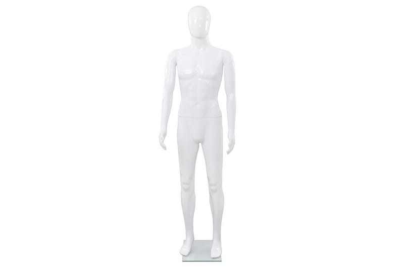 Full-body mannlig utstillingsdukke m. glass base hvit 185cm - Herrebetjent