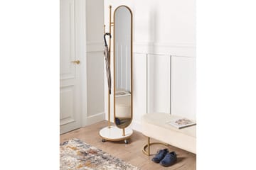 Klädhängare med spegel Beliani Lorena GOLD||White - Oppbevaring - Kles oppbevaring - Kleshengere & knaggrekker - Klestativ