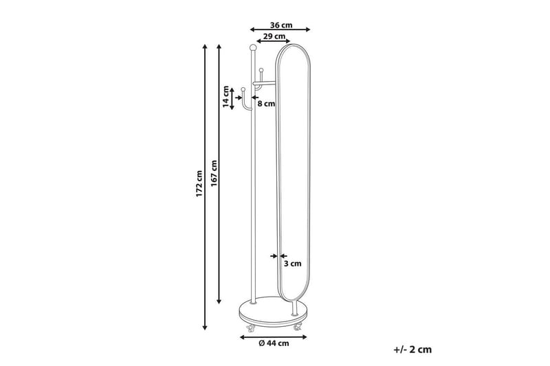 Klädhängare med spegel Beliani Lorena GOLD||White - Oppbevaring - Kles oppbevaring - Kleshengere & knaggrekker - Klestativ