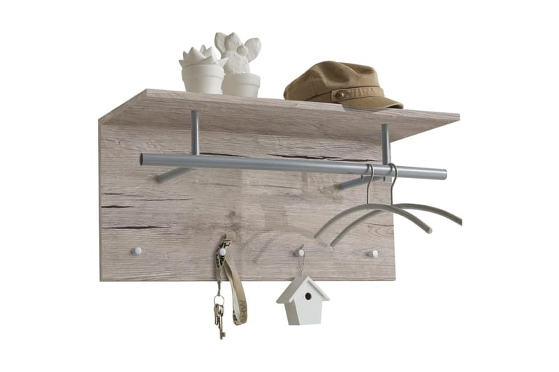 FMD Veggmontert knaggrekke 72x29,3x34,5 cm sandfarget eik - Knagger FMD Veggmontert knaggrekke 72x29,3x34,5 cm sandfarget eik - Knagger