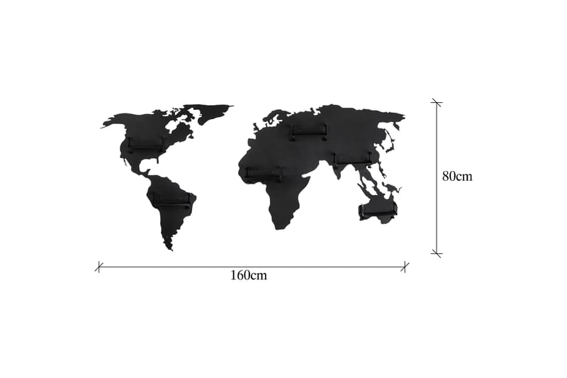 Kleskrok World Map - Svart - Knagger