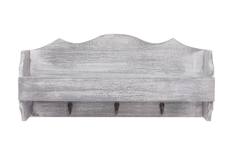 Veggmontert garderobepanel grå 50x10x23 cm tre - Grå - Knagger
