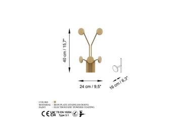 Metall Vegghook Clarra Gull - Gull - Oppbevaring - Kles oppbevaring - Kleshengere & knaggrekker - Knagger