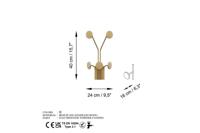 Metall Vegghook Clarra Gull - Gull - Oppbevaring - Kles oppbevaring - Kleshengere & knaggrekker - Knagger