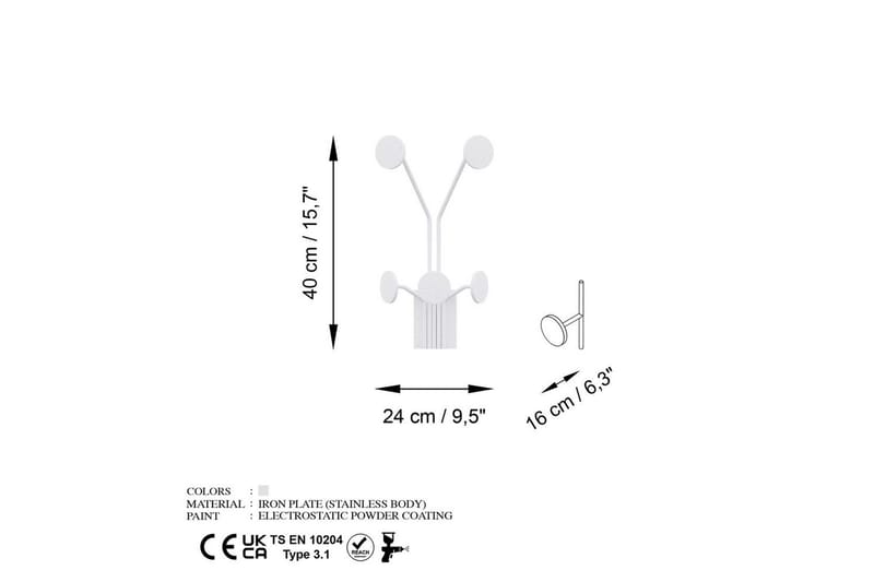 Metall Vegghook Clarra Hvit - Hvit - Oppbevaring - Kles oppbevaring - Kleshengere & knaggrekker - Knagger