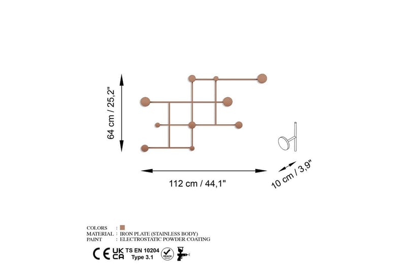 Metall Vegghook Colna Kobber - Kobber - Oppbevaring - Kles oppbevaring - Kleshengere & knaggrekker - Knagger