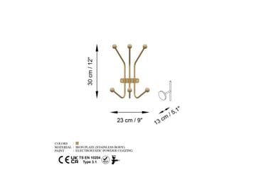 Metall Vegghook Maur Gull - Gull - Oppbevaring - Kles oppbevaring - Kleshengere & knaggrekker - Knagger