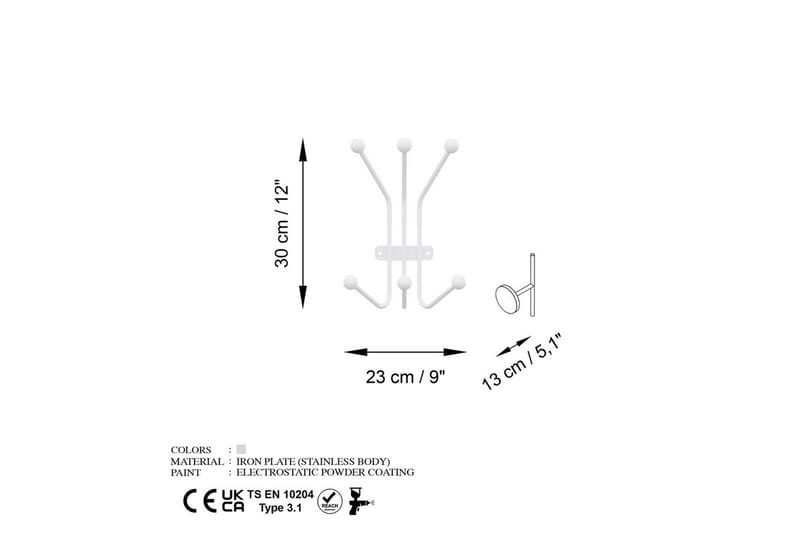 Metall Vegghook Maur Hvit - Hvit - Oppbevaring - Kles oppbevaring - Kleshengere & knaggrekker - Knagger