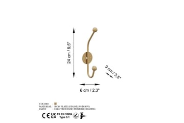 Metall Vegghook Neshorn Gull - Gull - Oppbevaring - Kles oppbevaring - Kleshengere & knaggrekker - Knagger