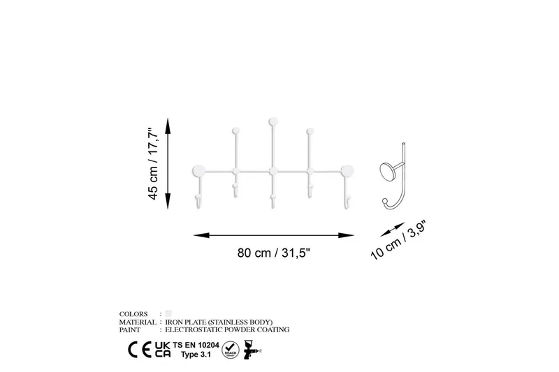 Metall Vegghook Ranjita Hvit - Hvit - Oppbevaring - Kles oppbevaring - Kleshengere & knaggrekker - Knagger