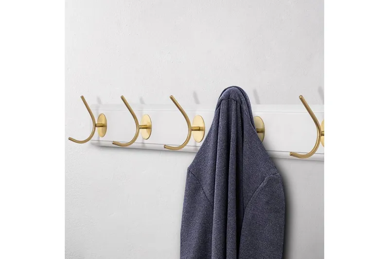 Trekrokke av tre Ranvir Hvit / Gull - 100 x 7 x 8 - Oppbevaring - Kles oppbevaring - Kleshengere & knaggrekker - Knagger