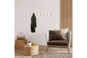 Trekrokke av tre Ranvir Hvit / Gull - 100 x 7 x 8 - Oppbevaring - Kles oppbevaring - Kleshengere & knaggrekker - Knagger