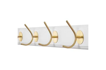 Trekrokke av tre Ranvir Hvit / Gull - 65 x 7 x 8 - Oppbevaring - Kles oppbevaring - Kleshengere & knaggrekker - Knagger