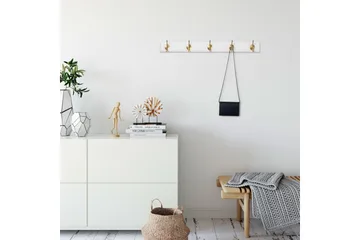 Trekrokke av tre Ranvir Hvit / Gull - 65 x 7 x 8 - Oppbevaring - Kles oppbevaring - Kleshengere & knaggrekker - Knagger