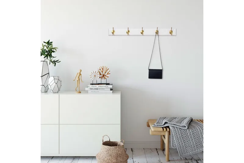 Trekrokke av tre Ranvir Hvit / Gull - 65 x 7 x 8 - Oppbevaring - Kles oppbevaring - Kleshengere & knaggrekker - Knagger