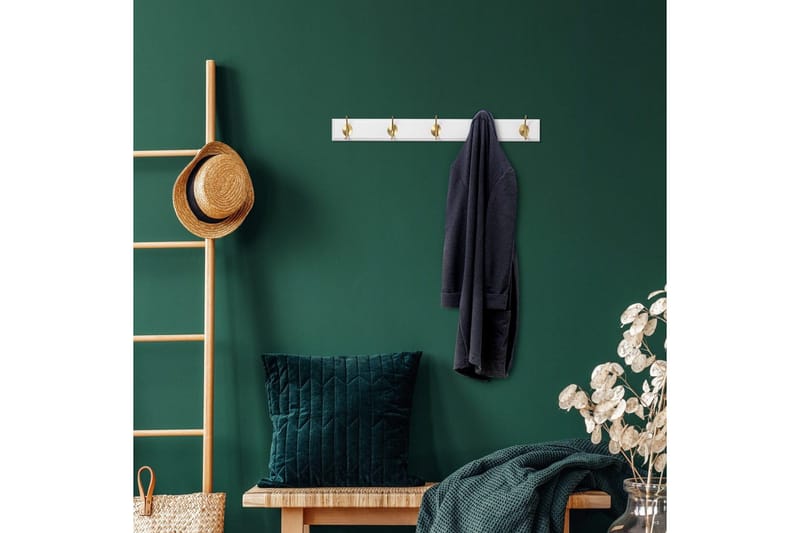 Trekrokke av tre Ranvir Hvit / Gull - 65 x 7 x 8 - Oppbevaring - Kles oppbevaring - Kleshengere & knaggrekker - Knagger