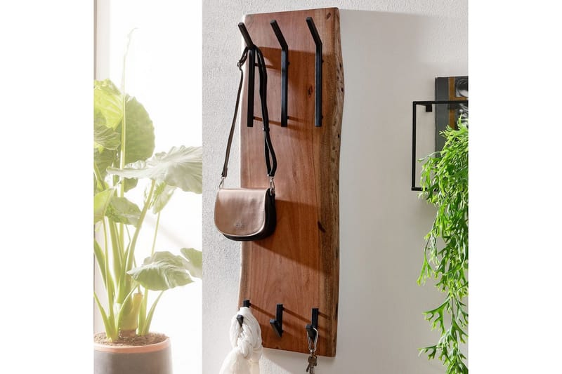 Vegghylle Wohnling Massivt treverk trekanter veggmontert knaggrekke 35X100 cm industriell - Oppbevaring - Kles oppbevaring - Kleshengere & knaggrekker - Klestativ