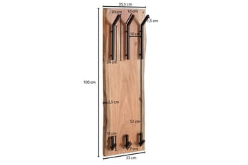 Vegghylle Wohnling Massivt treverk trekanter veggmontert knaggrekke 35X100 cm industriell - Oppbevaring - Kles oppbevaring - Kleshengere & knaggrekker - Klestativ