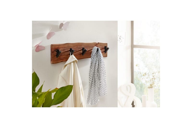 Vegghylle Wohnling Vegghengt knaggrekke i heltre tre kant 60 cm industriell - Oppbevaring - Kles oppbevaring - Kleshengere & knaggrekker - Klestativ