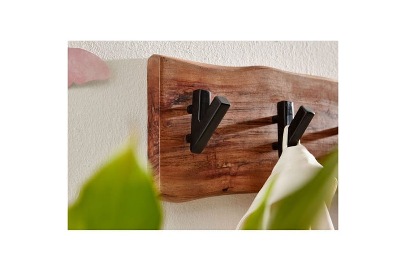 Vegghylle Wohnling Vegghengt knaggrekke i heltre tre kant 60 cm industriell - Oppbevaring - Kles oppbevaring - Kleshengere & knaggrekker - Klestativ