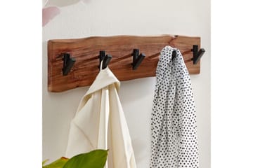 Vegghylle Wohnling Vegghengt knaggrekke i heltre tre kant 60 cm industriell - Oppbevaring - Kles oppbevaring - Kleshengere & knaggrekker - Klestativ