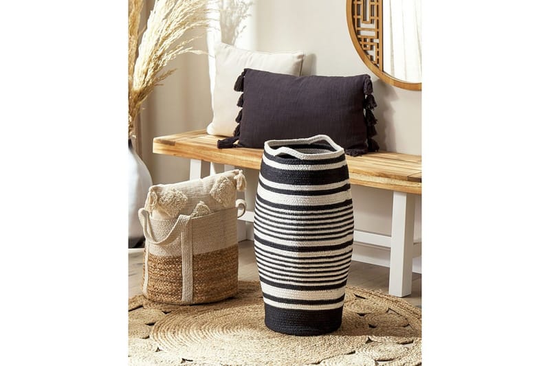 Kurv Arrah Hvit, Svart - Hvit, Svart - Oppbevaring - Kles oppbevaring - Skittentøyskurv