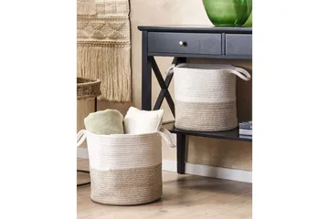 Kurv Pazha sett á 2. Beige, hvit - Beige, hvit - Oppbevaring - Kles oppbevaring - Skittentøyskurv